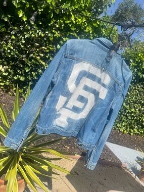 Custom San Francisco Giants SF Logo Denim Jacket – Hand-Painted Vintage Style